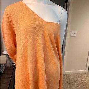 Eileen Fisher Off-the-Shoulder Orange Sweater